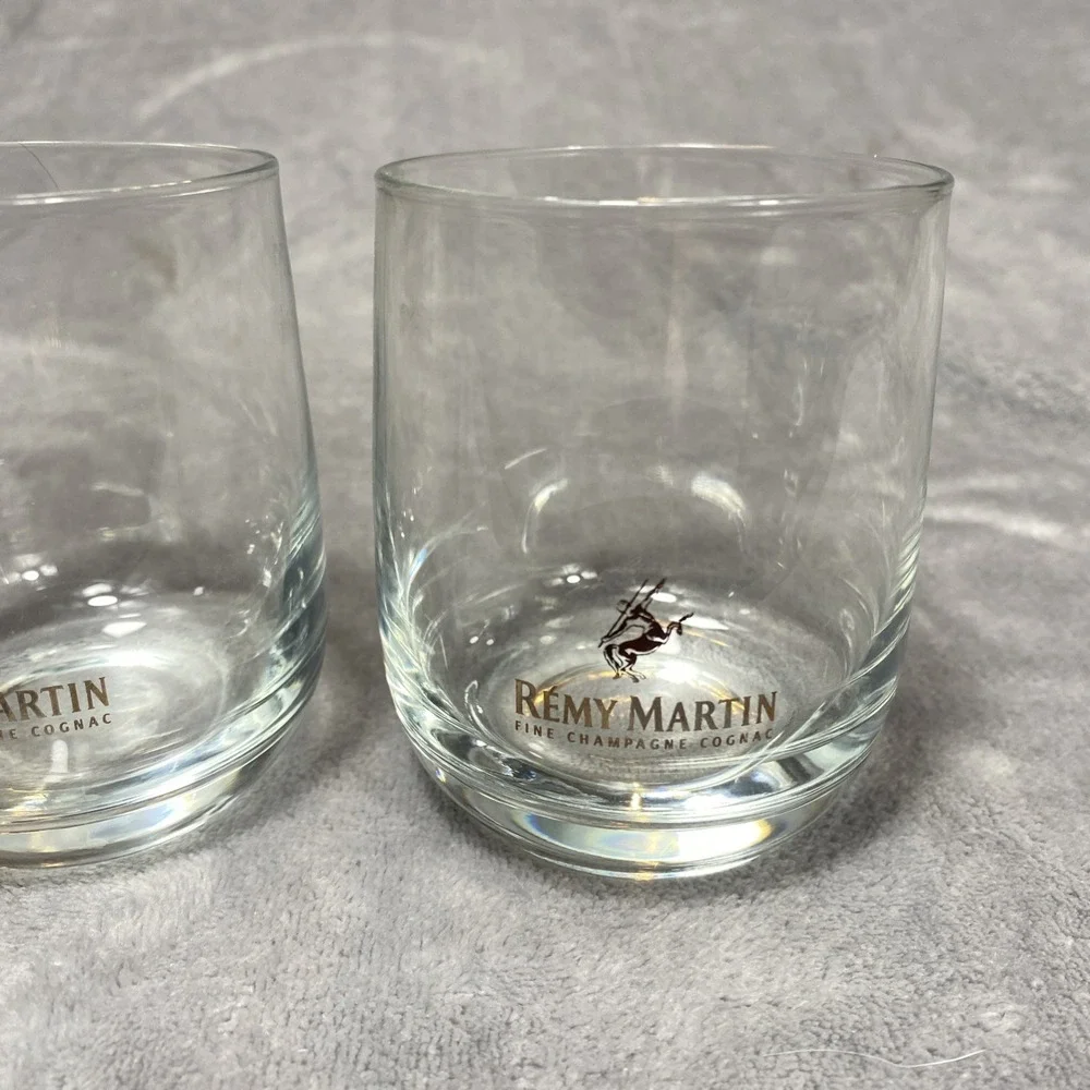 2 REMY MARTIN Fine Champagne Glasses‎ Cognac Rounded Gold Lettering Man Cave Set